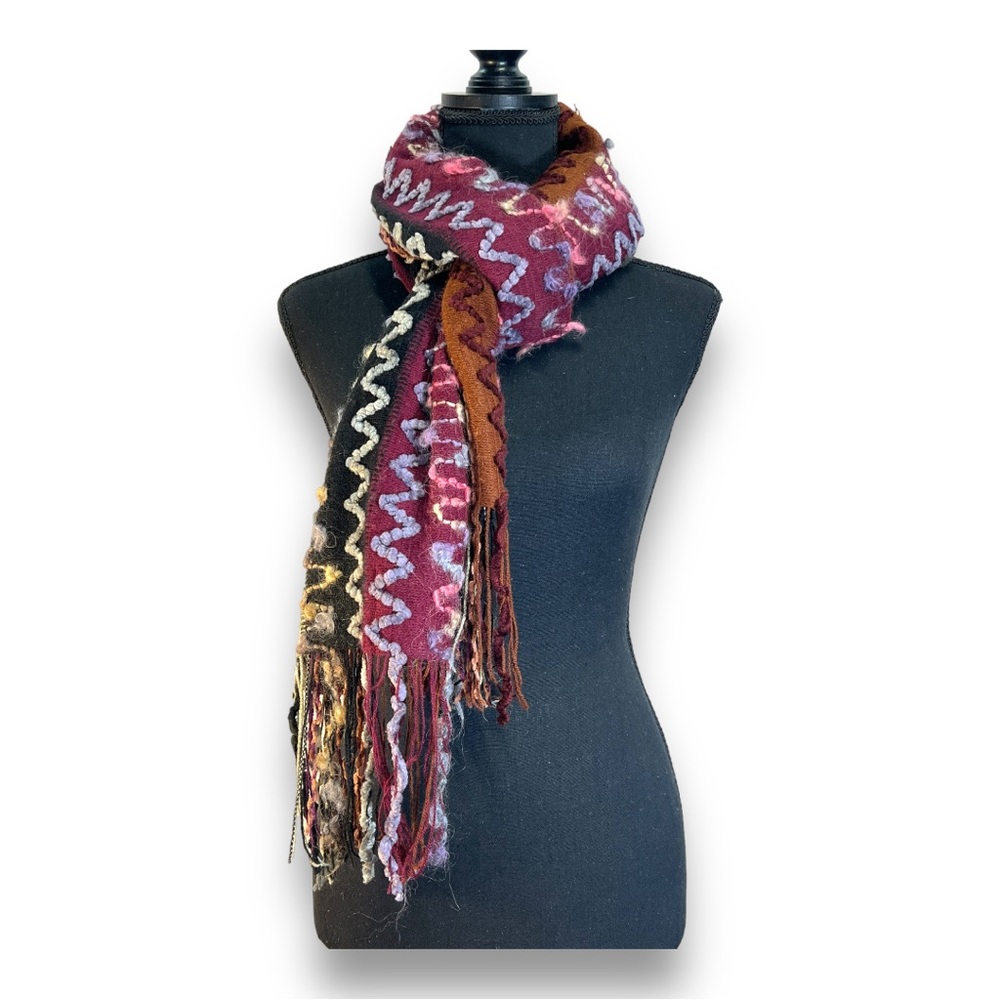 Multi Color Sequin Boho Scarf Or Wrap In Berry Ru… - image 1